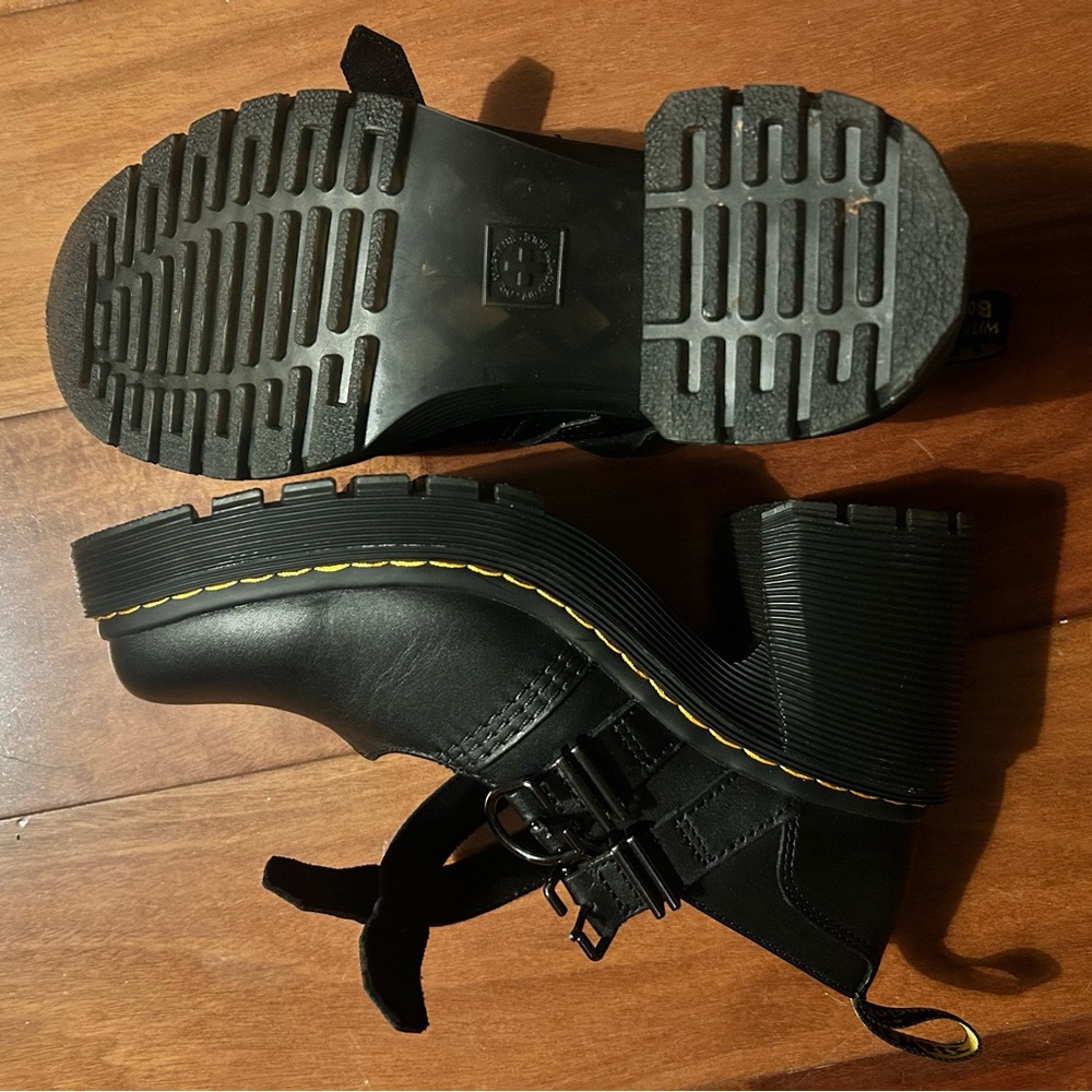 Dr. Martens Black Platform Eviee Buckle Shoes - Picture 7 of 9